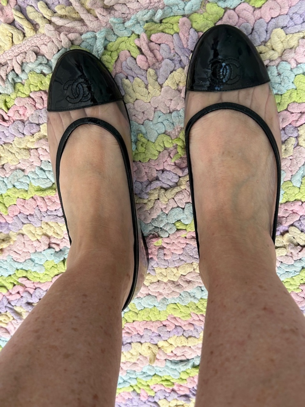 CHANEL Black Patent Cap-Toe Clear PVC Ballet Flats - Picture 13 of 13
